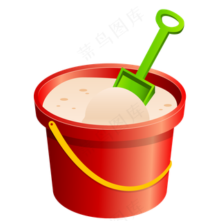 免抠红色卡通沙子桶