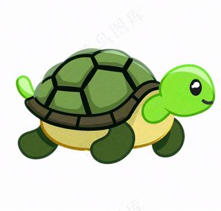 乌龟绿王八动物卡通插画免抠