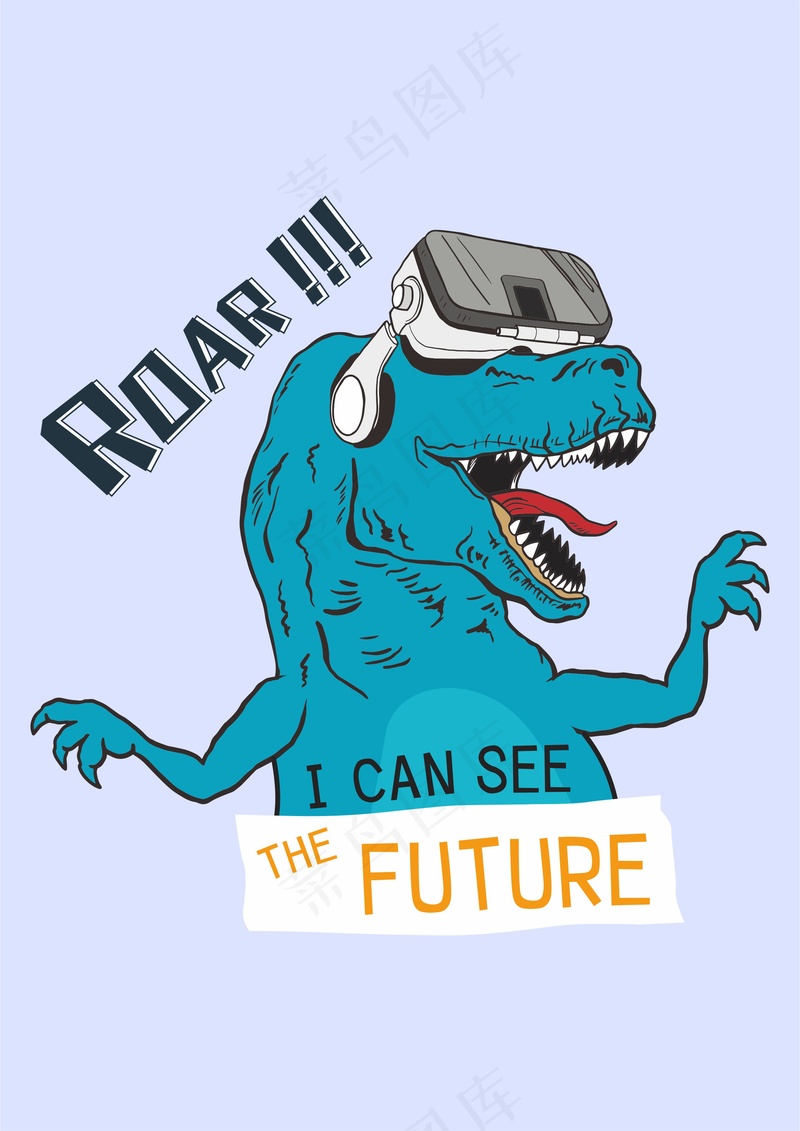 湖蓝色恐龙 VR游戏眼罩cdr矢量模版下载