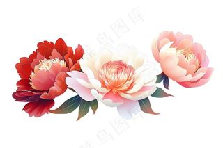 牡丹鲜花植物插画免抠