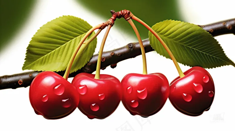 樱桃车厘子水果插画插图背景(4368x2448)