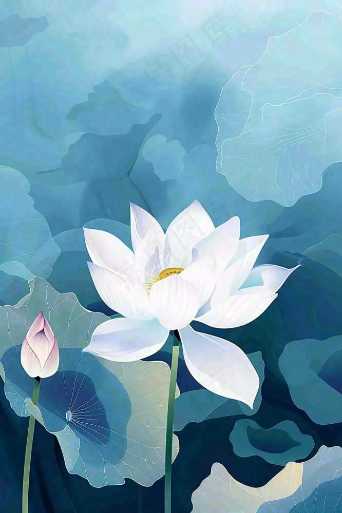 夏天荷花荷叶插画立夏夏至处暑卡通插画背景(896x1344)