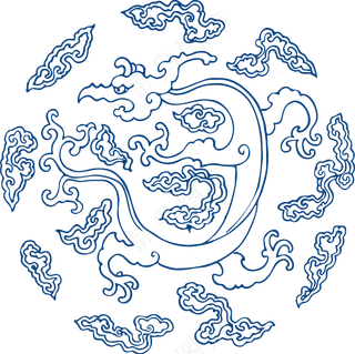古代青花瓷图案花纹中国风图案祥云纹理传统图腾矢量AI设计免扣素材