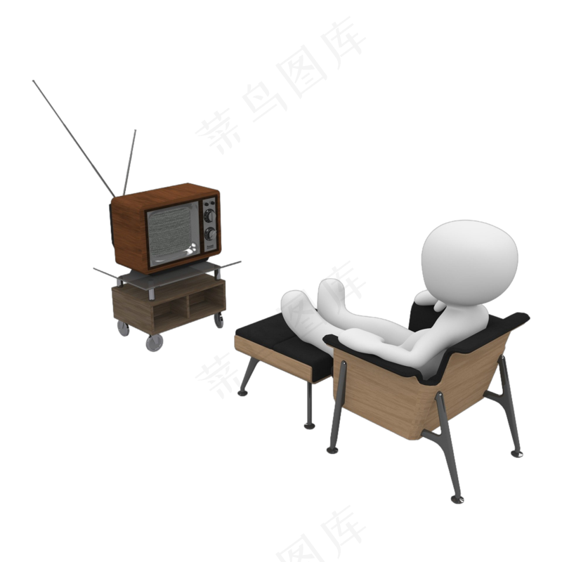 3D看电视白色小人ppt用