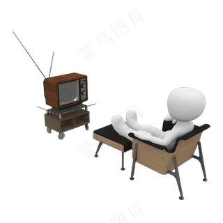 3D看电视白色小人ppt用