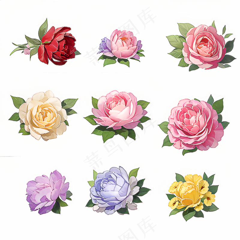 红色黄色粉色玫瑰花免抠素材115