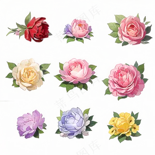 红色黄色粉色玫瑰花免抠素材115