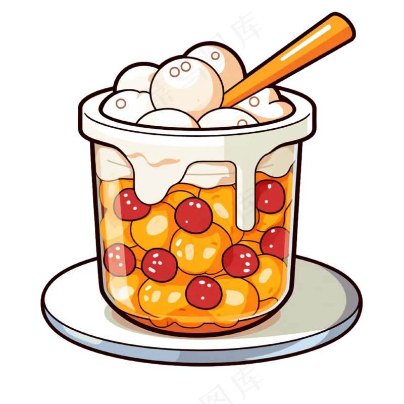 手绘夏日美食刨冰冰沙线条插画矢量装饰元素psd模版下载