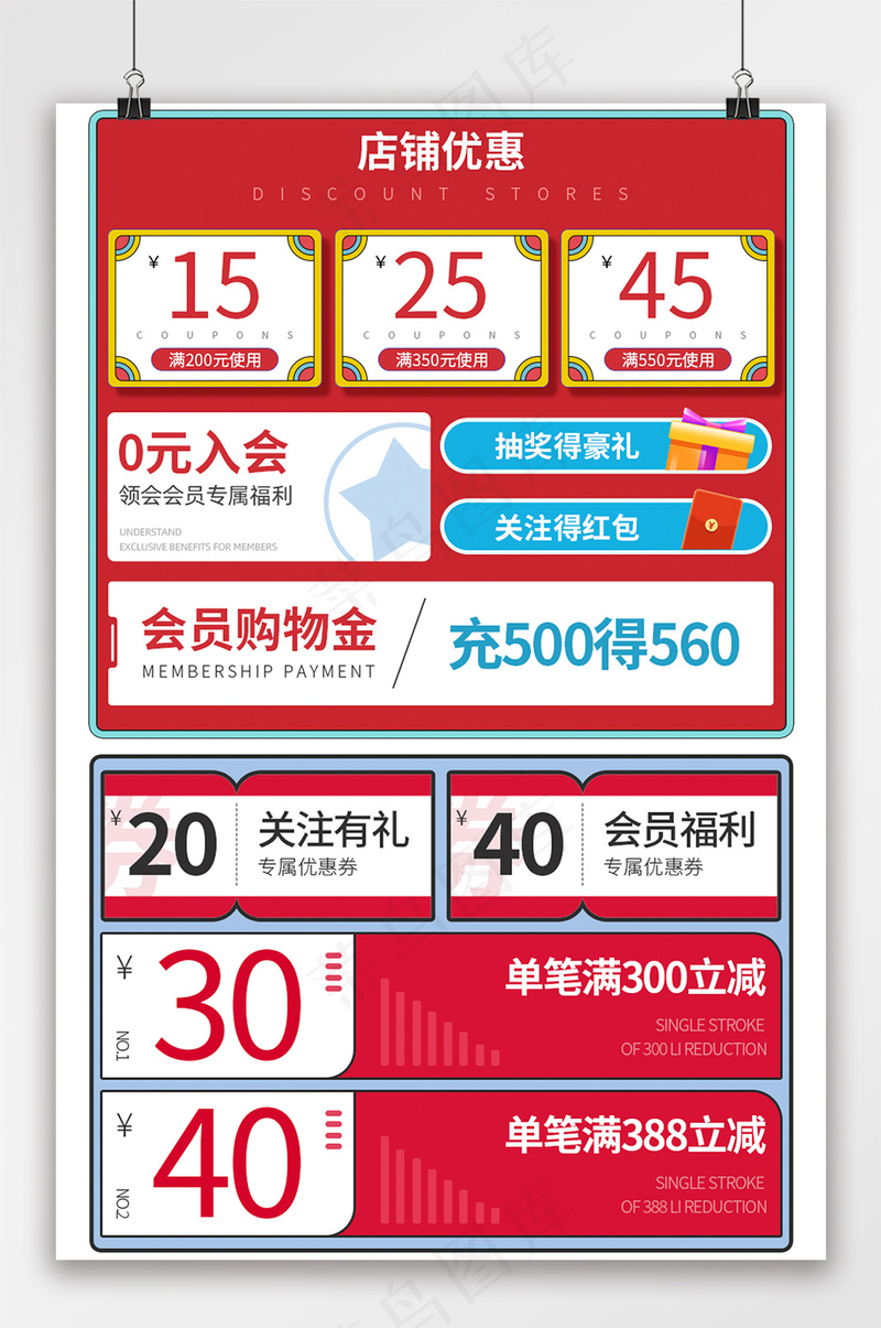 大气电商天猫优惠券psd模版下载