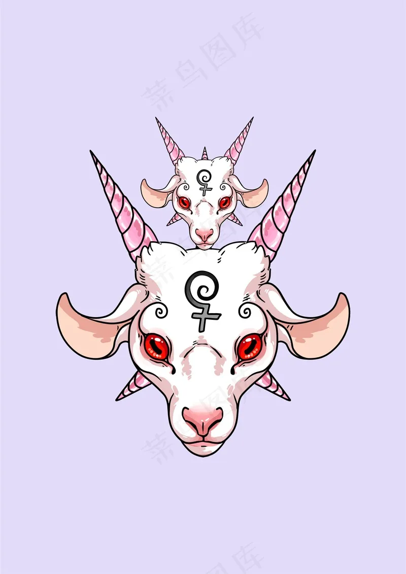 羊头红眼神兽cdr矢量模版下载