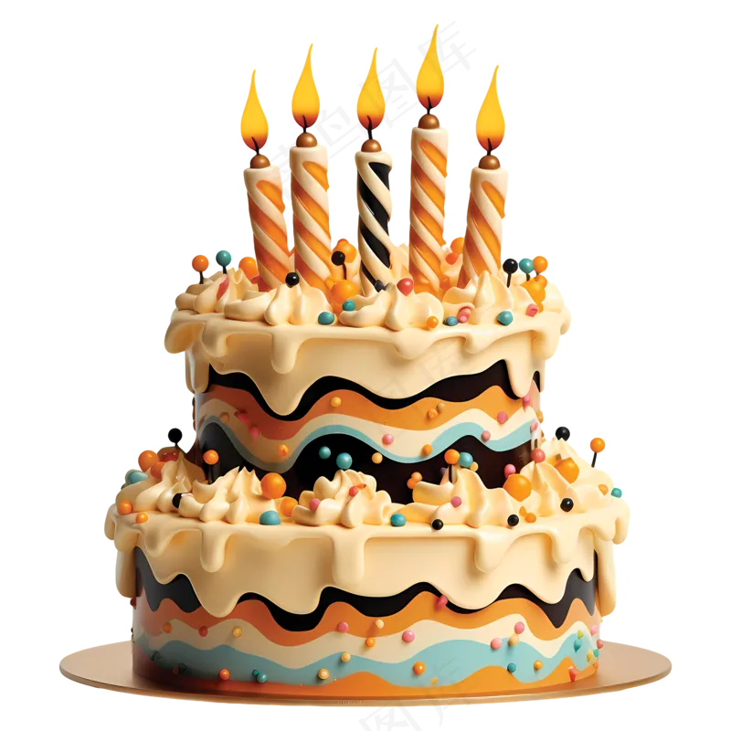 免抠卡通2层装饰生日蛋糕