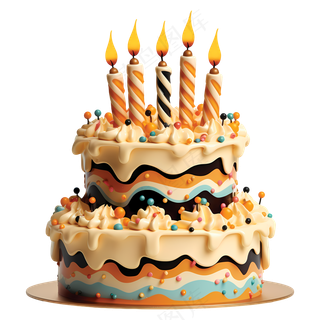 免抠卡通2层装饰生日蛋糕