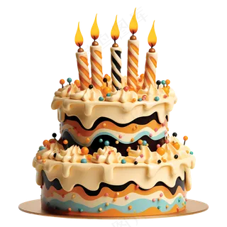 免抠卡通2层装饰生日蛋糕