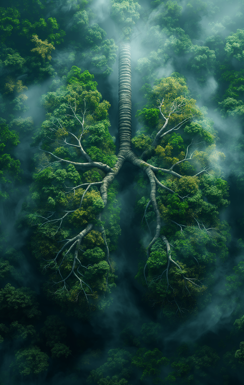 空气新鲜人类肺部森林创意图