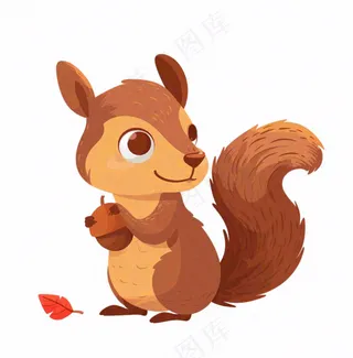 松树抱着松子动物卡通插画免抠