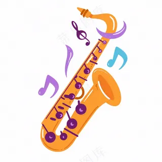 萨克斯乐器卡通插画免抠
