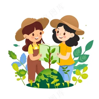 世界地球保护环境绿色卡通插画免抠