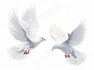飞鸽白鸽和平鸽鸟卡通插画免抠