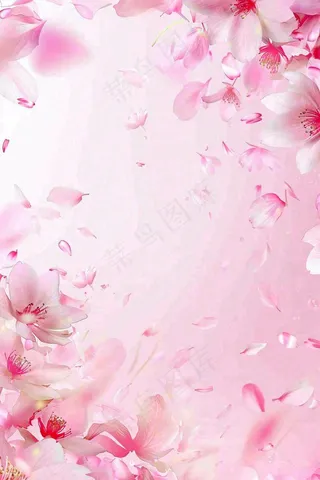 粉色樱花桃花花瓣飘落唯美浪漫春天春分情人七夕背景