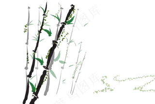 中国风水墨竹子图片古风竹叶竹林水彩手绘插画PNG免扣设计