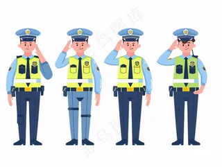 警察交警劳动人物卡通插画免抠