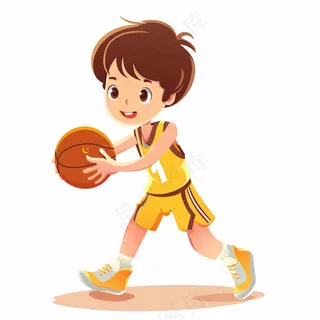 打篮球运动男孩少年卡通插画免抠