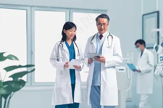 医务人员工作学术研究摄影图