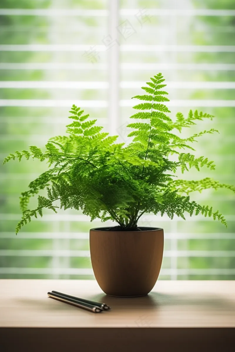 书桌上的绿植盆栽摄影图(2688x4032)