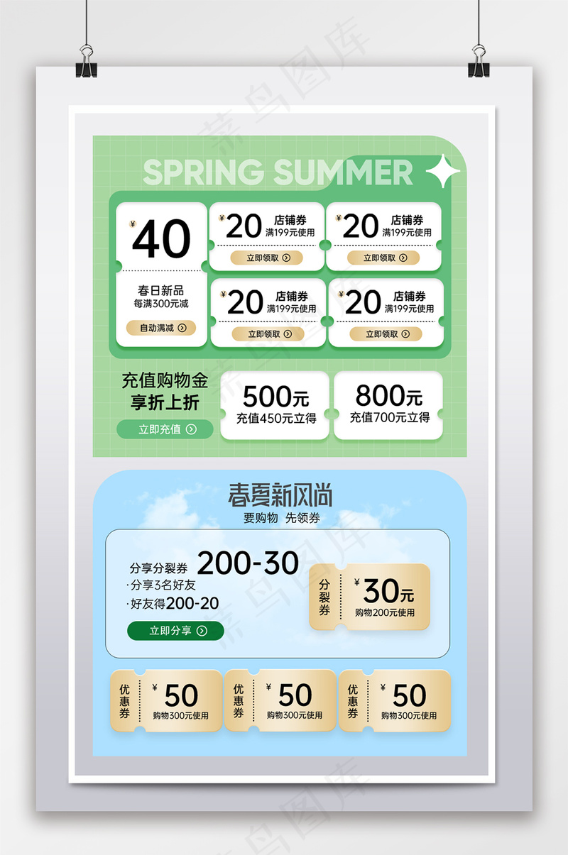 春夏新品服饰数码家电红包优惠券psd模版下载