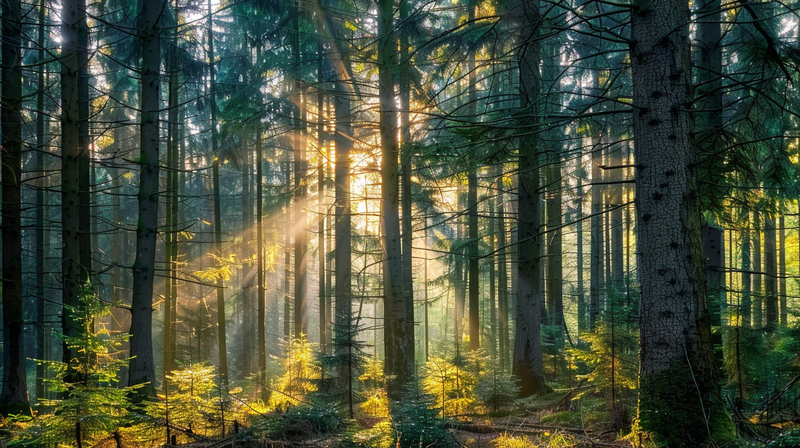 山林森林阳光绿色大自然风景摄影图