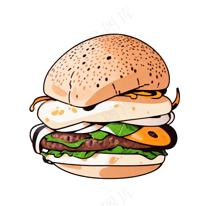 汉堡多层简约插画清新可爱食物