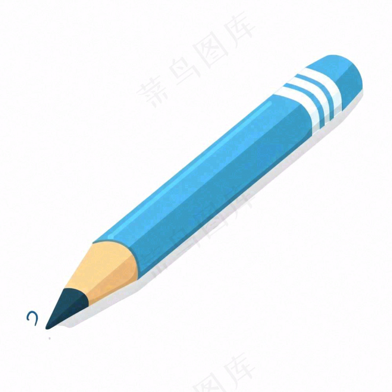 铅笔蓝色学习工具卡通插画免抠
