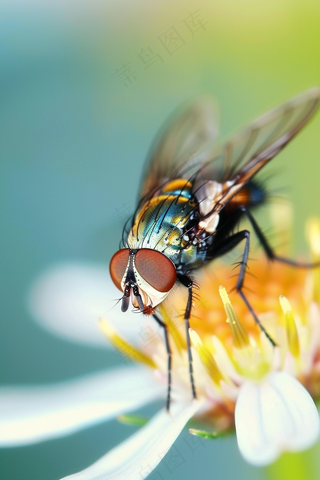 苍蝇鲜花春天摄影图