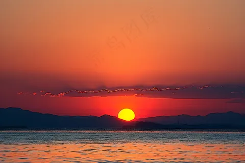 夏日落日海报沙滩晚霞摄影图