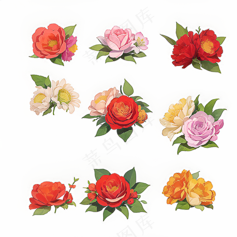 红色黄色粉色玫瑰花免抠素材78