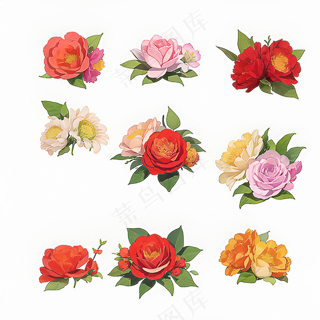 红色黄色粉色玫瑰花免抠素材78