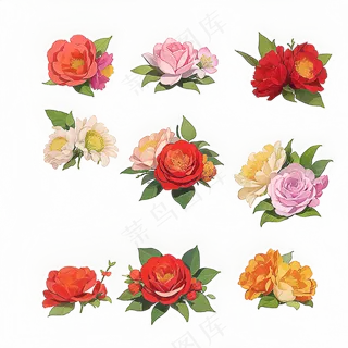 红色黄色粉色玫瑰花免抠素材78