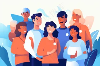 卡通人物扁平画插画背景