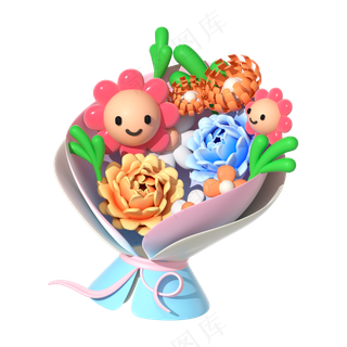 母亲节卡通花一束花免扣素材 (4)