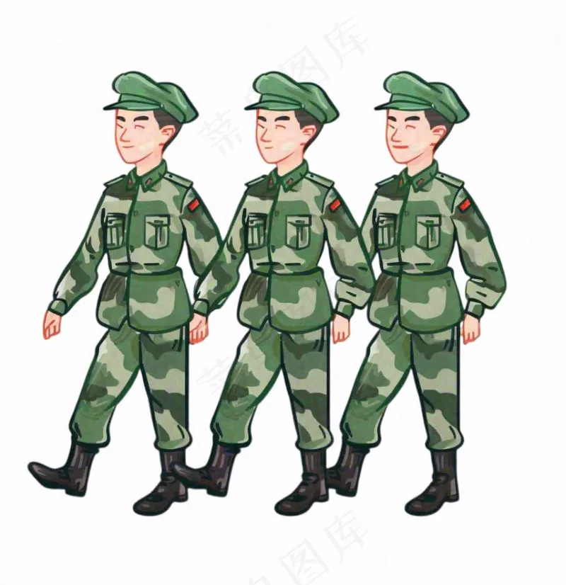 军人迷彩服士兵卡通插画免抠(1024x1056)