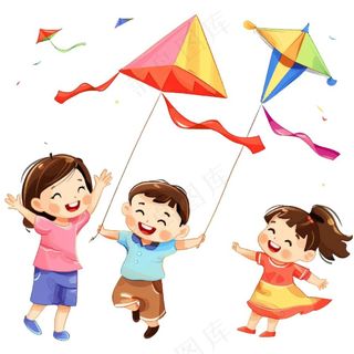 放风筝的孩子欢乐童年卡通插画免抠