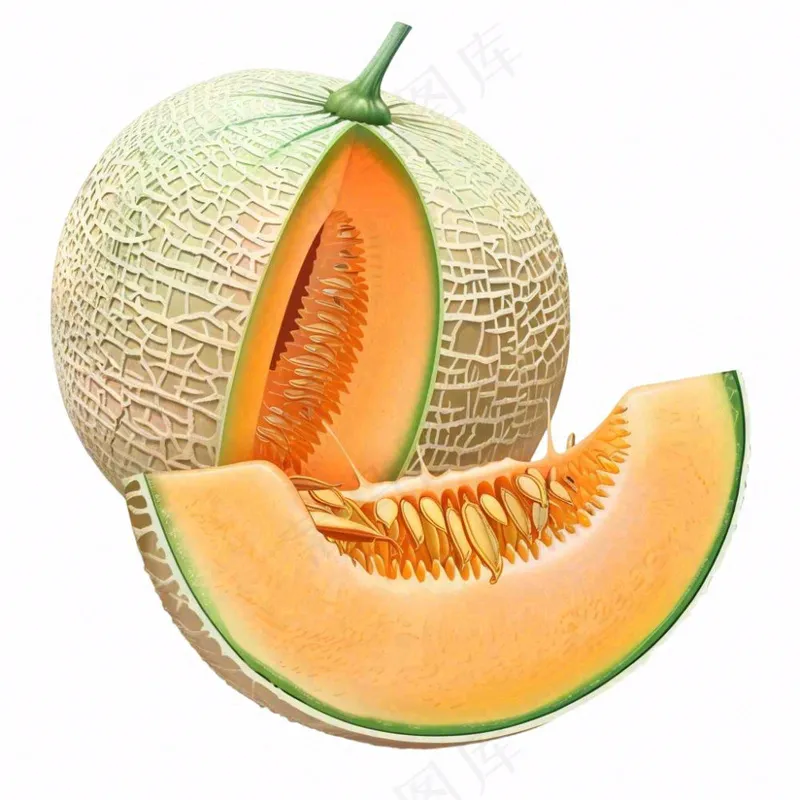 哈密瓜水果卡通插画免抠(1024x1024)