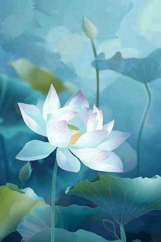 夏天荷花荷叶插画立夏夏至处暑卡通插画背景