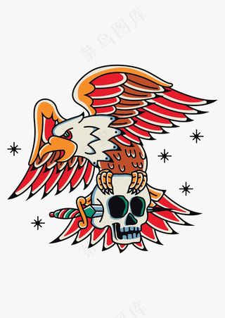 老鹰骷髅头 服装印花图案