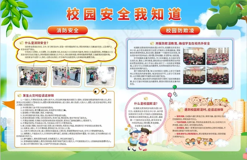 校园安全我知道活泼小学展板cdr矢量模版下载
