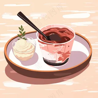 下午茶甜点饮料卡通插画背景