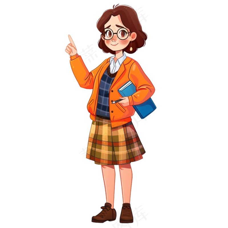 教师学生上课卡通人物插画免抠