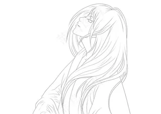 古风线稿丨PPT插画丨手绘线稿丨国风美女013