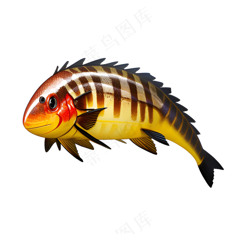 黄色卡通手绘鱼免抠素材6