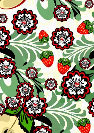 别致画风水果 草莓开花